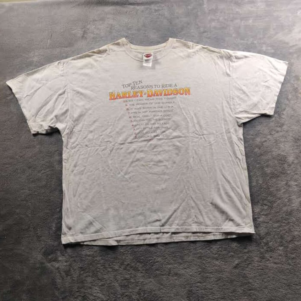 VINTAGE Y2K Harley Davidson Shirt Adult Mens 3XL XXXL Gray Short Sleeve